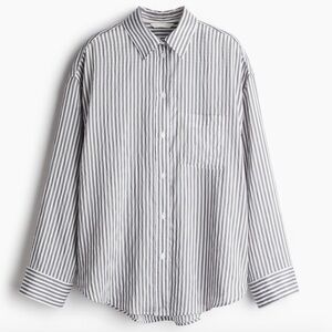 H&M Oversized shirt, grey and white, size M